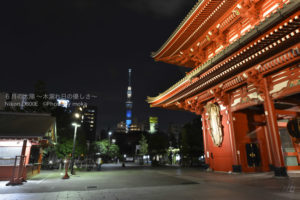 ［6］夜の闇に浮かび上がる、浅草寺とスカイツリー