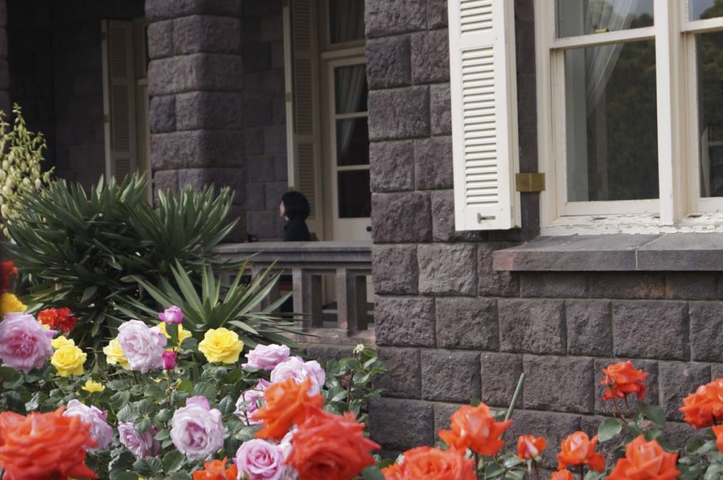 ［６］石造りの洋館と薔薇の花