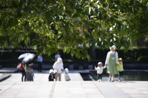 ［６］秋晴れの下で、丸の内の和田倉噴水公園を撮影