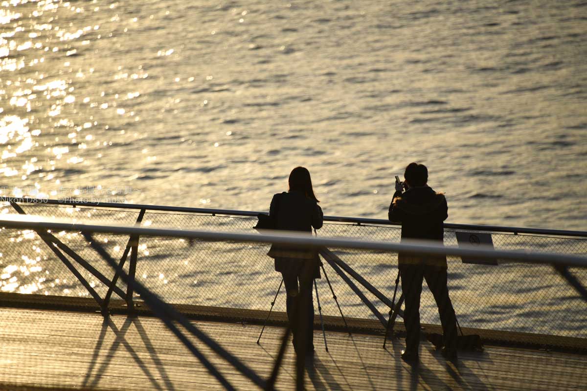 ［６］横浜大さん橋からの夕景とシルエット