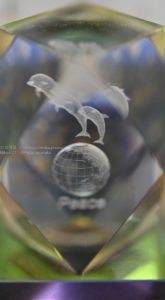 【家で撮る写真】クリスタル製のイルカのオブジェ