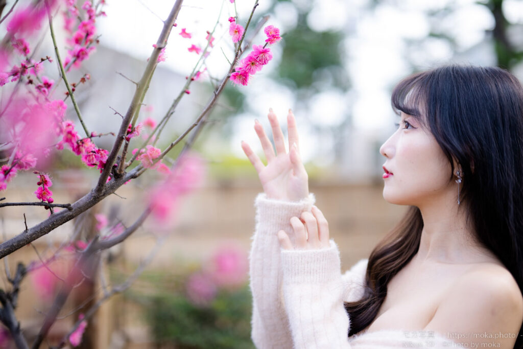 【ポートレート撮影】美人を梅と一緒に・・