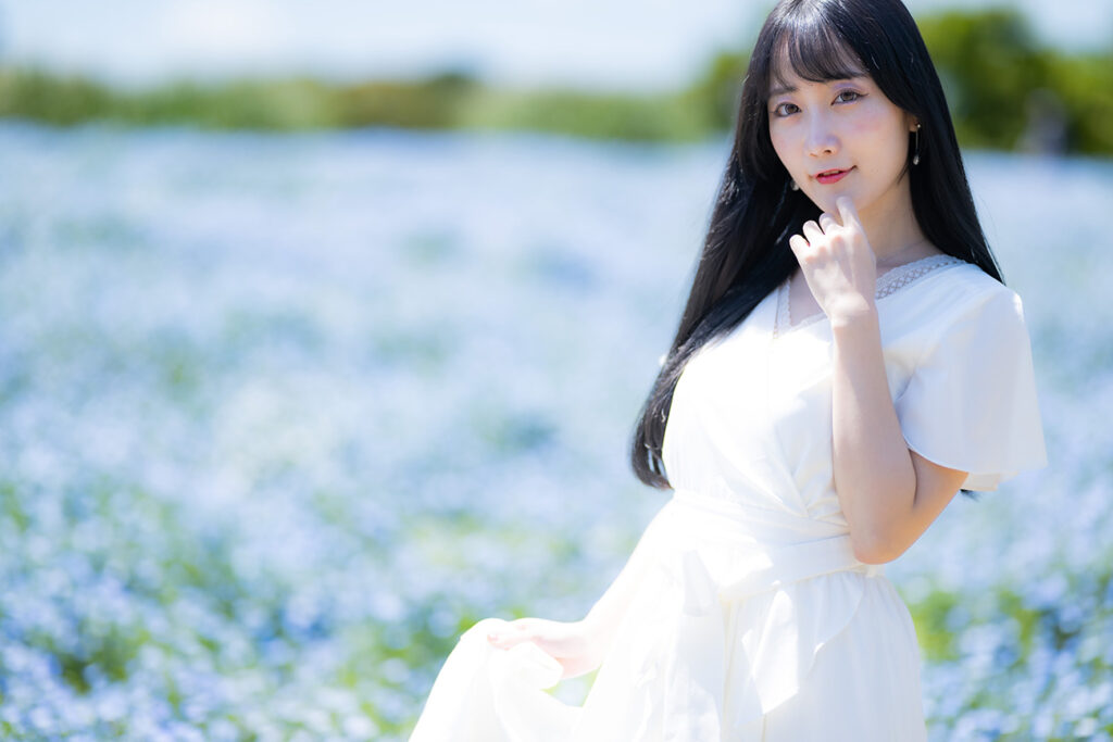 【ポートレート撮影】お花畑で爽やかに撮る