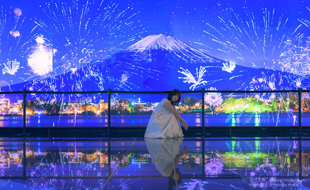 【ポートレート撮影】富士山と花火とモデルさん